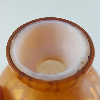 Victorian Satin Air Trap Peach & White Glass Globe Vase