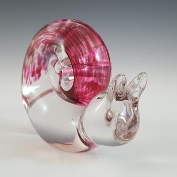 MARKED Wedgwood Speckled Pink Glass Snail Paperweight
