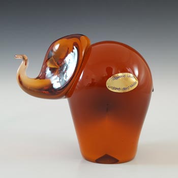 Wedgwood Topaz Glass Elephant Paperweight RSW405 - Marked
