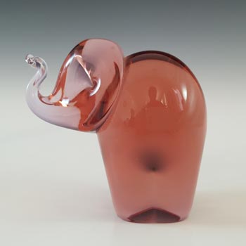 MARKED Wedgwood Lilac/Pink Glass Elephant Sculpture L5005