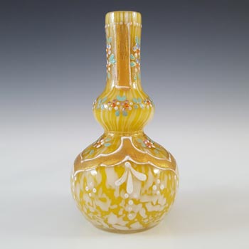 Welz Victorian Lemon Yellow & White Spatter Glass Vase