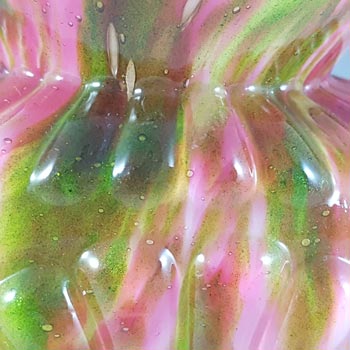 Welz Bohemian Pink with Green Aventurine Spatter Glass Vase