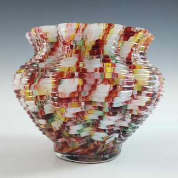 Welz Bohemian Honeycomb Spatter Glass Vase / Bowl