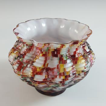 Welz Bohemian Honeycomb Spatter Glass Vase / Bowl