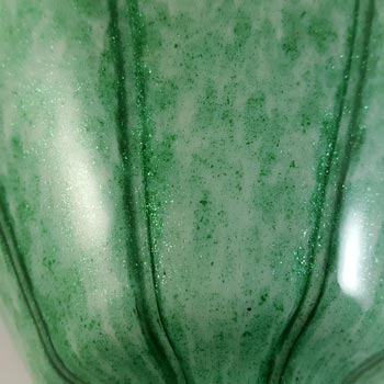 Welz Czech Green Aventurine Glass 'Vertical Stripes' Vase