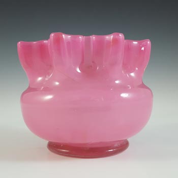 Welz Bohemian Pink Glass Victorian Snowflake Posy Vase / Bowl
