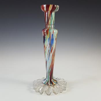 Welz Bohemian Red, Blue, Green & White Spatter Glass Vase
