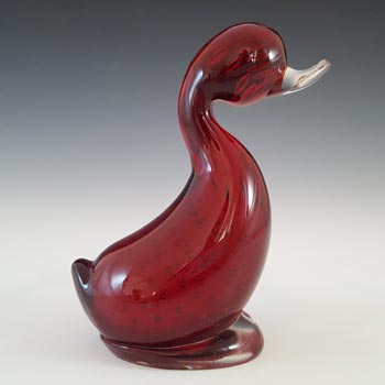 Whitefriars Vintage Ruby Red Glass \'Dilly Duck\' Figurine