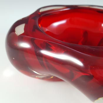 Whitefriars #9408 Ruby Red Glass Lobed Bowl / Ashtray