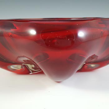 Whitefriars #9408 Ruby Red Glass Lobed Bowl / Ashtray