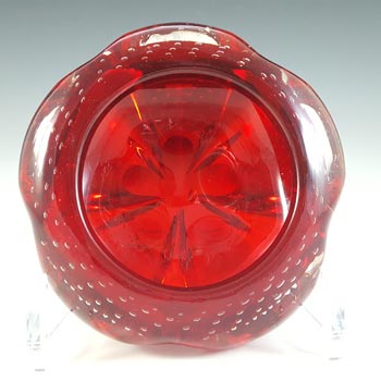 Whitefriars #9778 Ruby Red Glass Controlled Bubble Vintage Bowl