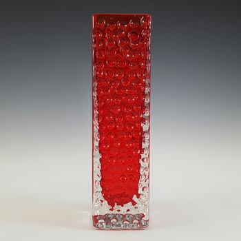 Whitefriars #9808 Baxter Ruby Red Glass 8\" Nailhead Vase
