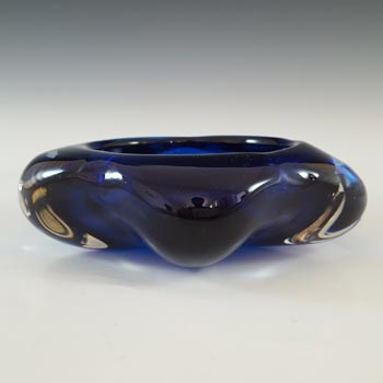 Whitefriars #9625 Blue Glass Vintage Lobed Bowl / Ashtray