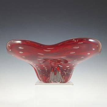 LARGE Whitefriars #9428 Ruby Red Glass Controlled Bubble Bowl
