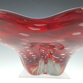 Whitefriars #9428 Ruby Red Glass Large Controlled Bubble Bowl