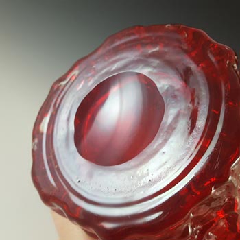 Whitefriars #9691 Baxter Ruby Red Glass 9" Textured Bark Vase