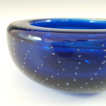 Whitefriars #9099 Blue Glass Controlled Bubble Vintage Bowl