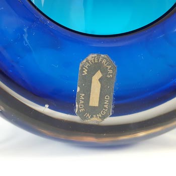 Whitefriars #9645 Blue Glass Vintage Bowl / Ashtray - Labelled