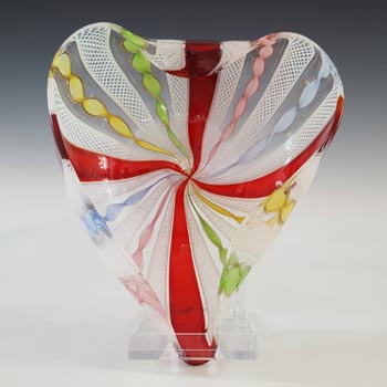 Murano Glass Zanfirico Filigree Heart Shaped Bowl / Ashtray