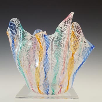 Murano Glass Zanfirico Fazzoletto Handkerchief Vase