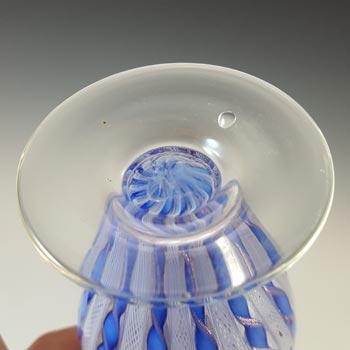 Murano Blue & White Glass Zanfirico Copper Aventurine Vase