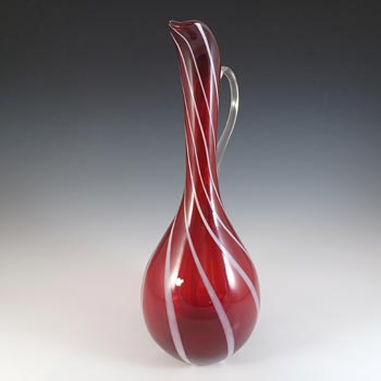 Cristalleria Artistica Toscana / Alrose Empoli Red & White Glass Jug Vase