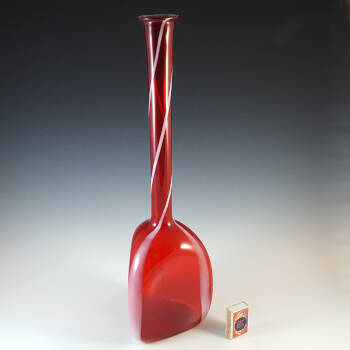 Cristalleria Artistica Toscana / Alrose Italian Red & White Glass Bottle