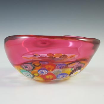 LABELLED Archimede Seguso Murano Incalmo Millefiori Pink Glass Bowl