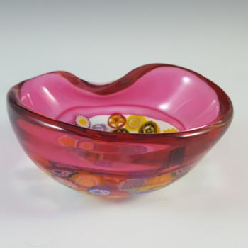 LABELLED Archimede Seguso Murano Incalmo Millefiori Pink Glass Bowl