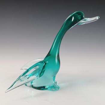 LABELLED Archimede Seguso Turquoise Glass Swan / Bird Figurine