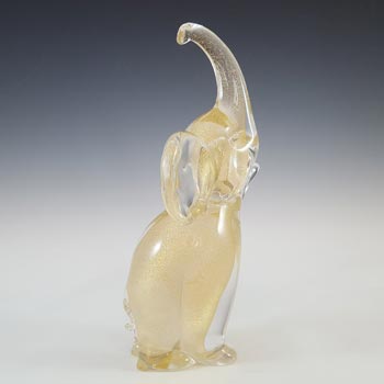 Archimede Seguso Gold Leaf Glass Elephant Sculpture - Labelled