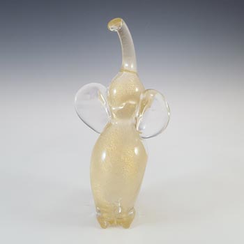 LABELLED Archimede Seguso Gold Leaf Glass Elephant Sculpture