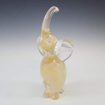 LABELLED Archimede Seguso Gold Leaf Glass Elephant Sculpture