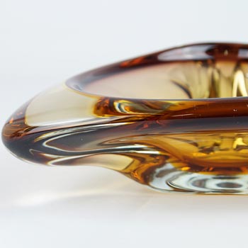 Arte Nuova Murano Brown & Amber Sommerso Glass Bowl - Labelled
