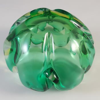 Arte Nuova Pustetto & Zanetti Murano Green & Uranium Sommerso Glass Bowl