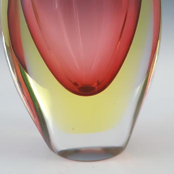 Arte Nuova Pustetto & Zanetti Murano Sommerso Pink & Yellow Glass Vase