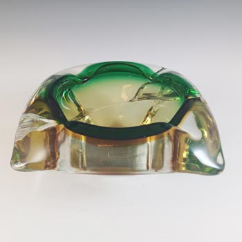Arte Nuova Murano Green & Amber Sommerso Glass Bowl