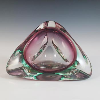 Arte Nuova Pustetto & Zanetti Murano Pink & Green Sommerso Glass Bowl