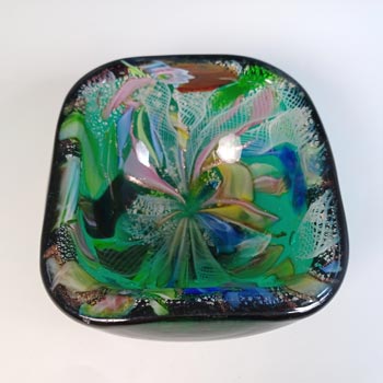 AVEM Murano Zanfirico Bizantino / Tutti Frutti Green Glass Bowl