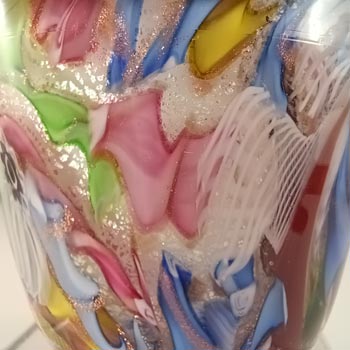 AVEM Murano Zanfirico Bizantino / Tutti Frutti White Glass Vase