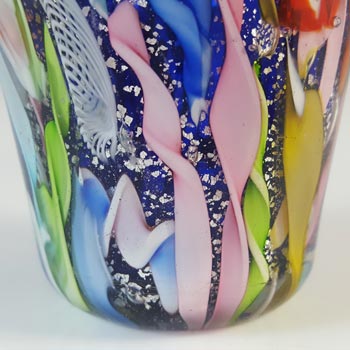 AVEM Murano Zanfirico Bizantino / Tutti Frutti Blue Glass Vase