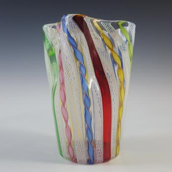 AVEM Murano Multicoloured Glass Zanfirico Filigree Vase