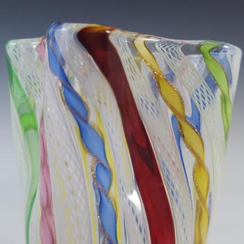 AVEM Murano Multicoloured Glass Zanfirico Filigree Vase