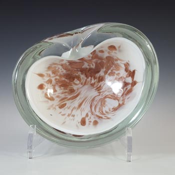 Murano Vintage Copper Aventurine White Glass Bowl / Ashtray