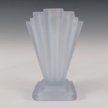Bagley #334 Art Deco 4" Frosted Blue Glass 'Grantham' Vase