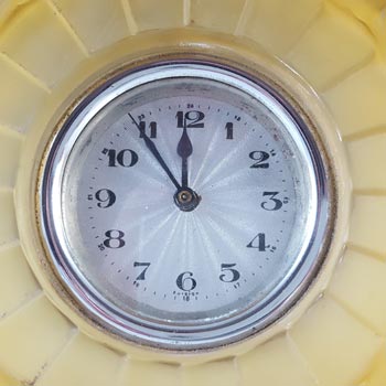 Bagley #3007 Art Deco Frosted Amber Glass 'Bamboo' Clock