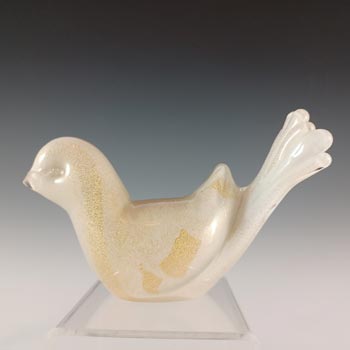 Salviati Murano White Glass & Gold Leaf Dove / Bird Sculpture