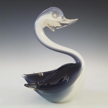 Murano Black & White Venetian Glass Vintage Swan Sculpture