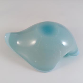 Murano Vintage Blue & Opalescent White Glass Ashtray Bowl