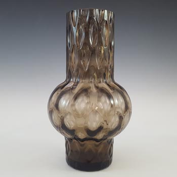 Borske Sklo 1950\'s Smoky Glass Optical \'Olives\' Vase